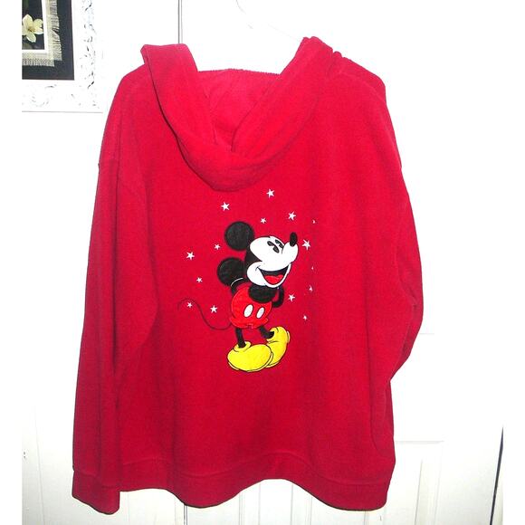 Y2K Disney Embrodied Mickey Mouse Fleece Full Zip Hoodie Womens 3X - Picture 8 of 9